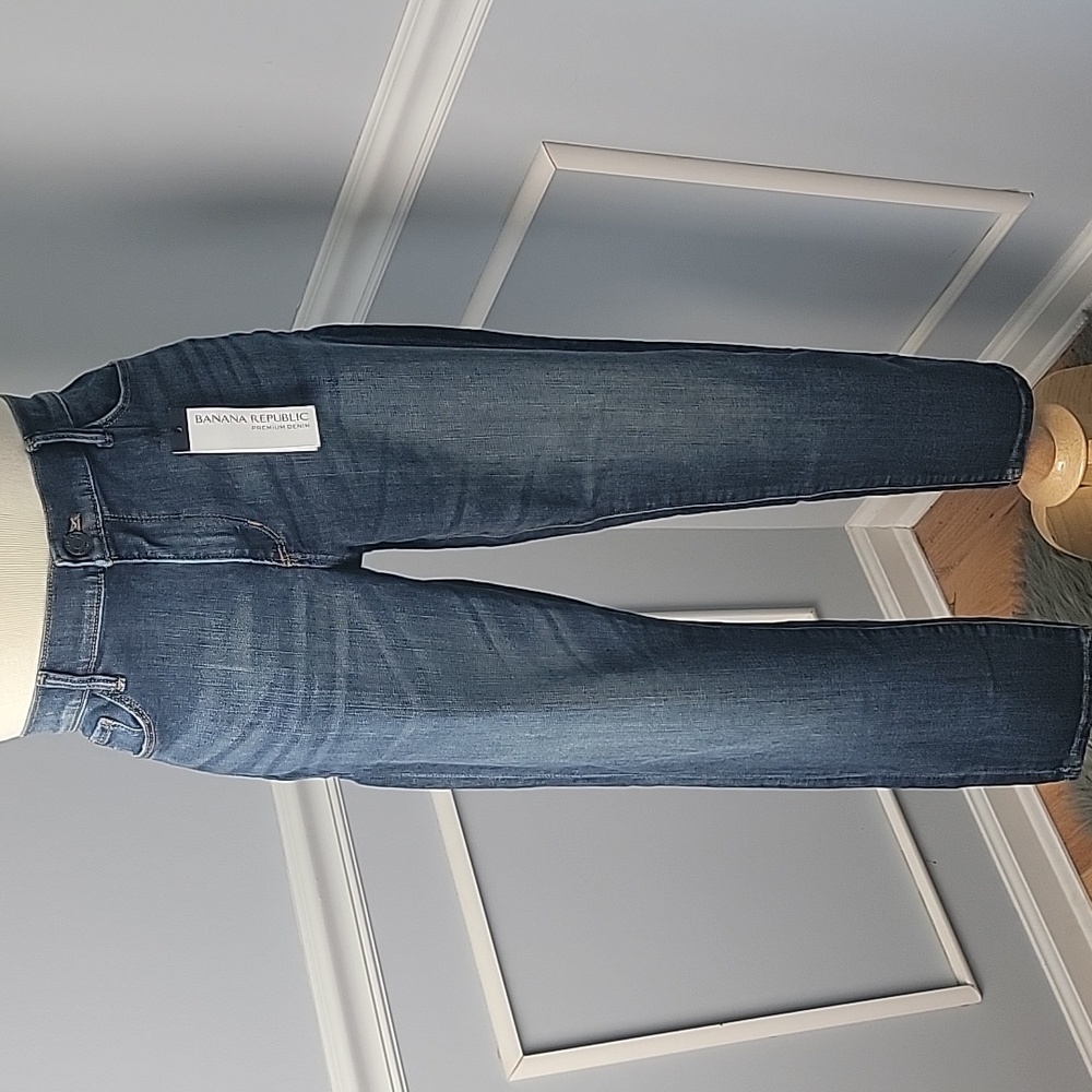 BANANA REPUBLIC Premium Denim Dark Wash Skinny Ankle Stretch Cropped Jean 31 NEW